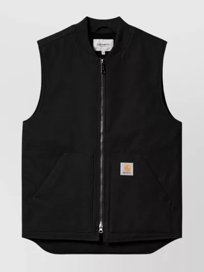 Carhartt Canvas Waistcoat Front Pockets Sleeveless Design In Black