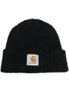 Carhartt Anglistic Ribbed Beanie In Black