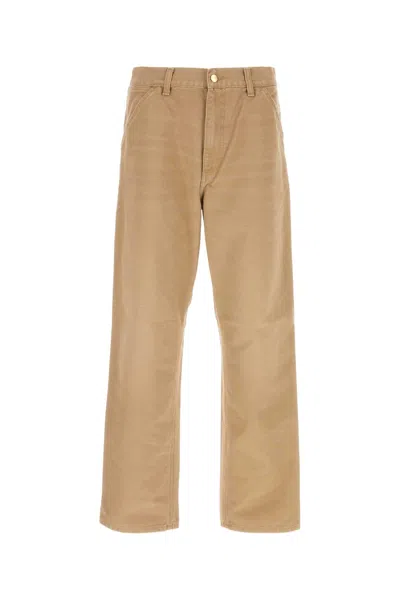 Carhartt Tan Single Knee Trousers In Peanutagedcanvas