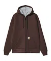 Carhartt Heavyweight Hooded Jacket With Adjustable Hood And Ribbed Cuffs In Burgundy