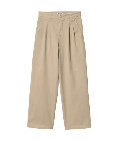 Carhartt Cara Pleated Straight-leg Trousers In Nude