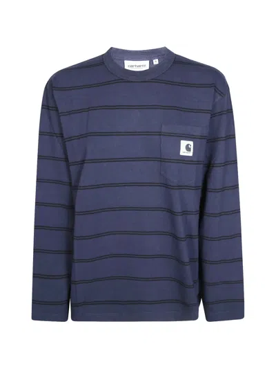 Carhartt Cardona Striped Pocket T-shirt In Blue