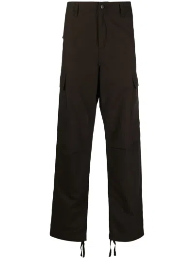 Carhartt Logo-patch Ripstop Cargo Trousers In Brown