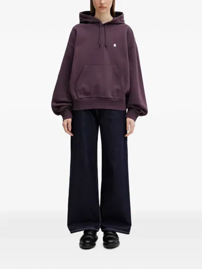 Carhartt Casey Logo-embroidered Hoodie In Purple