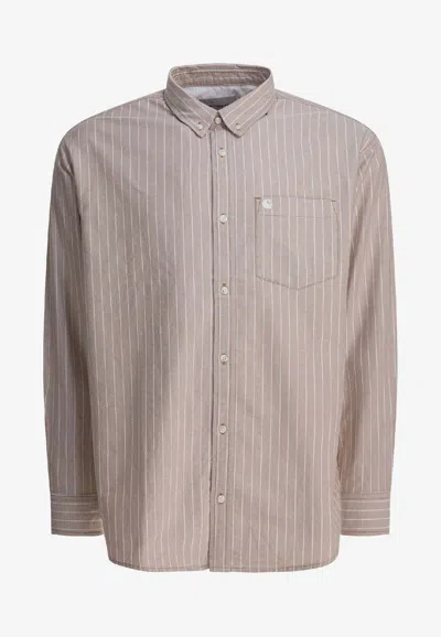 Carhartt Cassel Long-sleeved Stripe Shirt In Neutral