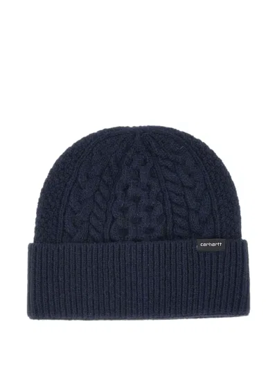 Carhartt Caster Cable-knit Beanie In Blue
