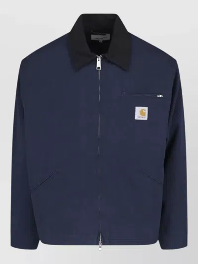 Carhartt Casual Coat Collared Neck Buttoned Cuffs Pocket In Blue
