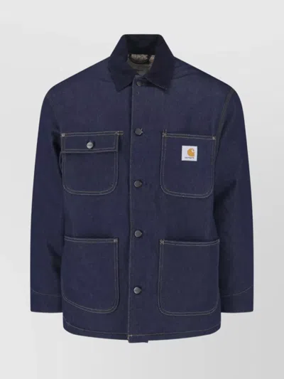 Carhartt Casual Jacket With Long Sleeves And Pockets In Blue