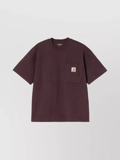 Carhartt Casual Top With Chest Pocket And Crew Neck In Brown