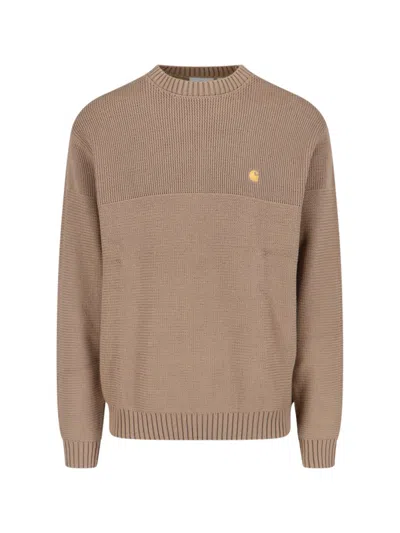 Carhartt 'chane' Logo Sweater In Brown