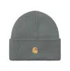 Carhartt Chase Beanie Hat Velvet Green Gold In Gray