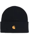 Carhartt Logo-patch Beanie Hat In Hxx Dark Navy Gold