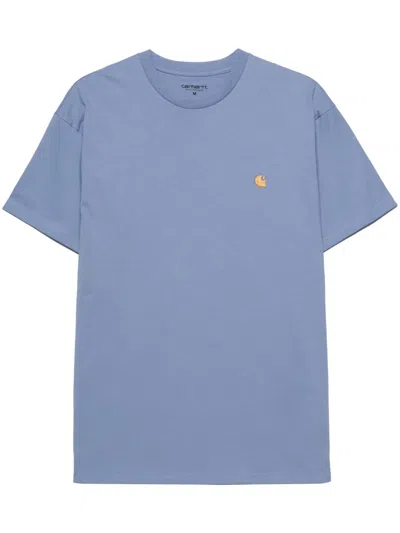 Carhartt Short Sleeve Chase T Shirt Angelite Gold In Blue