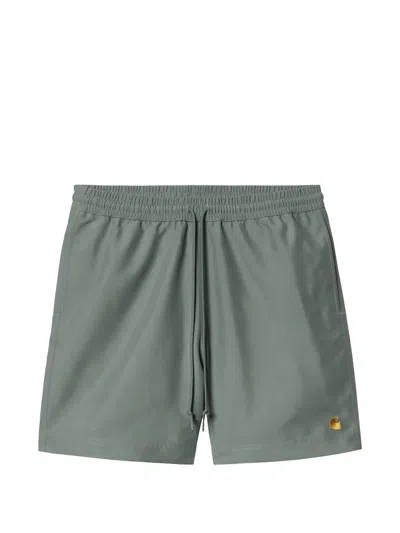 Carhartt Chase Drawstring Embroidered Logo Swim Shorts In Green