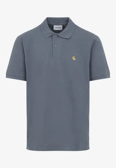 Carhartt Chase Embroidered-logo Polo T-shirt In Blue