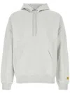 Carhartt Melange Light Grey Cotton Blend Hooded Chase Sweat In Grey