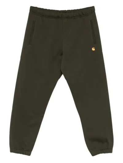 Carhartt Chase Logo-detail Sweatpants In Green