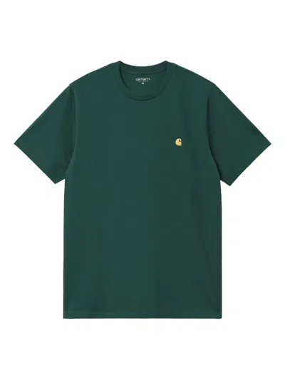 Carhartt Chase Logo-embroidered T-shirt In Green