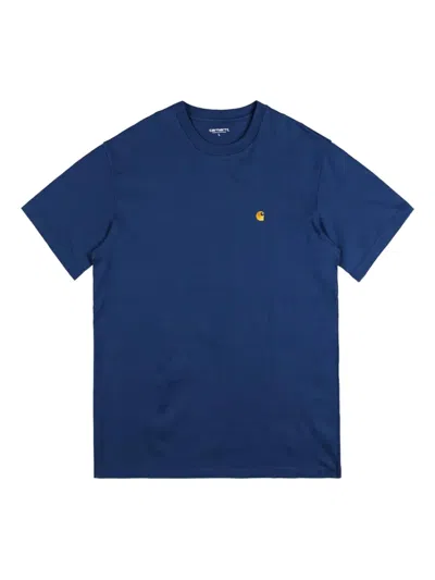 Carhartt Chase Logo-embroidered T-shirt In Blue