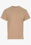 Carhartt Chase Logo Embroidered T-shirt In Beige