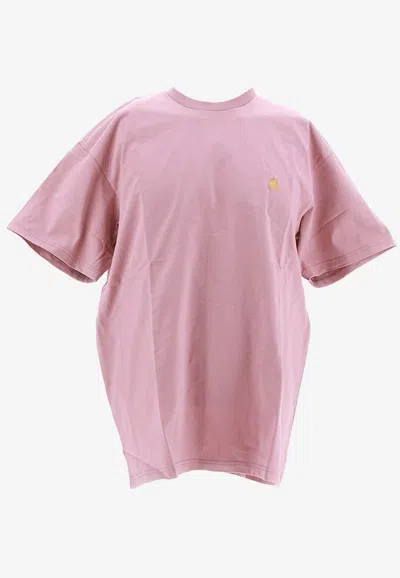 Carhartt Chase Logo-embroidered T-shirt In Pink