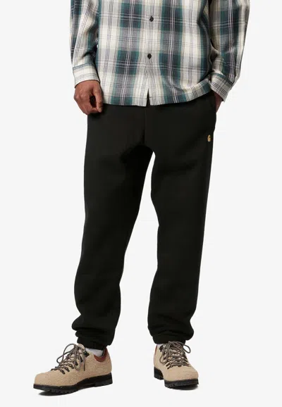 Carhartt Chase Logo Embroidered Track Pants In Black