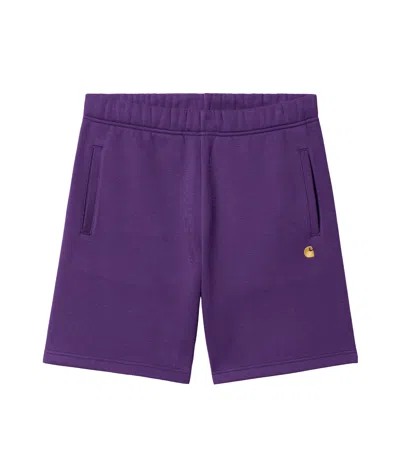 Carhartt Chase Logo Shorts In Purple
