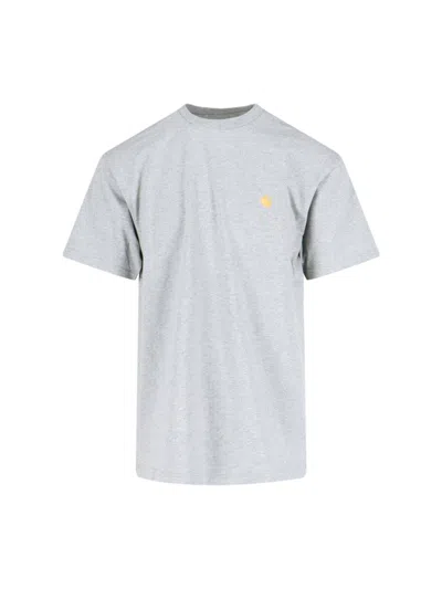 Carhartt "chase" Logo T-shirt In Gray