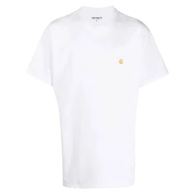 Carhartt Chase Logo-embroidered Cotton T-shirt In White