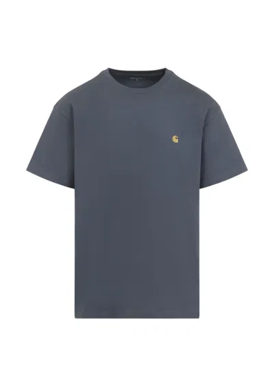 Carhartt Men Grey Crew Neck Logo T-shirt In Multi