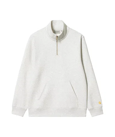 Carhartt Chase-neck Zipper Sweatshirt In White
