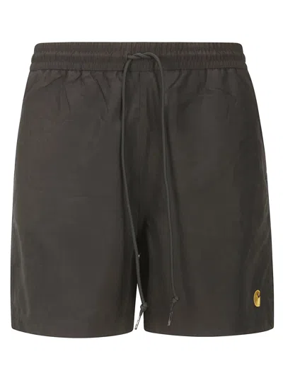 Carhartt Chase Swim Trunk Polyester In Black/gold