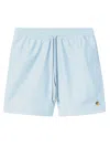 Carhartt Wip Pastel Light Blue Polyester Chase Swim Trunks In Blue