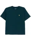Carhartt Chase T-shirt In 2d0xx Duck Blue /gold