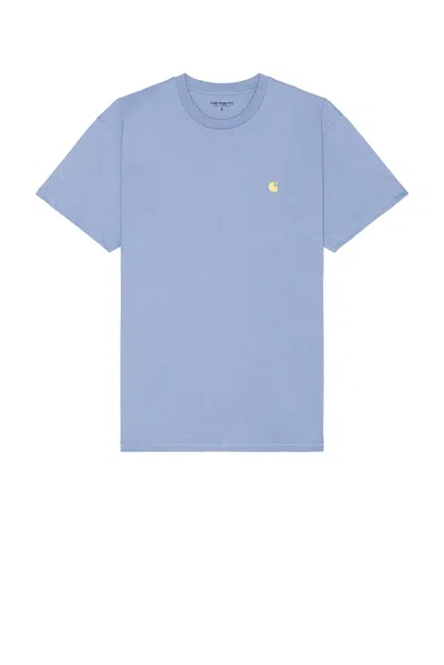 Carhartt Short Sleeve Chase T Shirt Angelite Gold In Blue