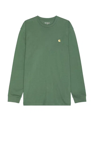 Carhartt Chase T-shirt In Duck Green & Gold