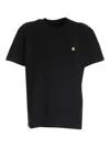 Carhartt Short Sleeve Chase T Shirt Dark Navy Gold In Black
