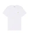 Carhartt Essential Logo Crewneck T-shirt In White & Gold