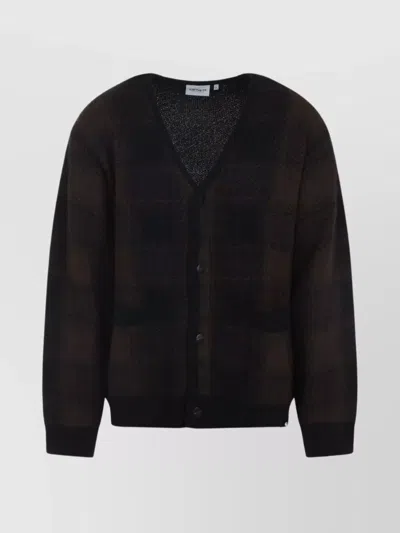 Carhartt Checked Pattern Long Sleeve Cardigan In Black