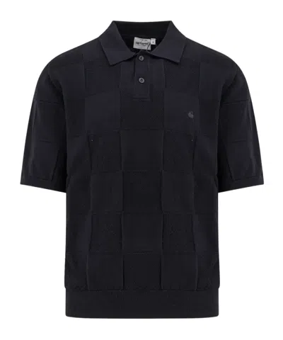 Carhartt Checker Polo Shirt In Black