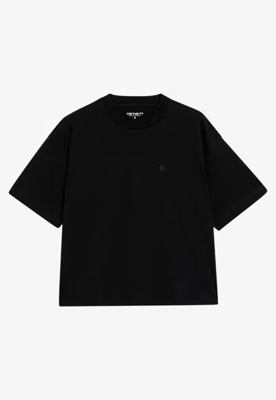 Carhartt Wip Black Chester Cropped Tshirt In Organic Cotton