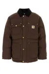 Carhartt Stylish Short Jacket Featuring Buttoned Pockets In Brown