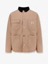 Carhartt Michigan Organic Cotton Jacket With Frontal Logo Patch In Beige