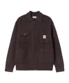 Carhartt Ip Mens Chore Logo-patch Knitted Wool-blend Cardigan Palisander In Brown