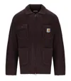 Carhartt Ip Mens Chore Logo-patch Knitted Wool-blend Cardigan Palisander In Brown