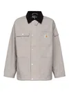 Carhartt Wip Waterproof Grey Jacket With Velvet Collar In Grey