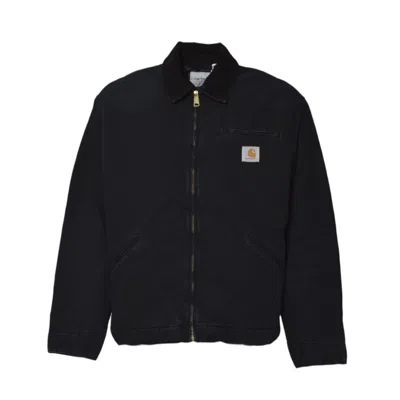 Carhartt Classic Black Jacket With Gold-tone Zipper And Adjustable Details