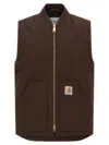 Carhartt Stylish Vest With Ribbed Collar And Front Pockets In Brown