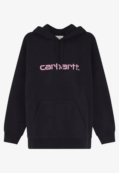 Carhartt Classic Logo Hooded Sweatshirt In Black