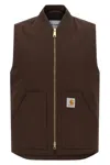 Carhartt Stylish Vest With Ribbed Collar And Front Pockets In Brown